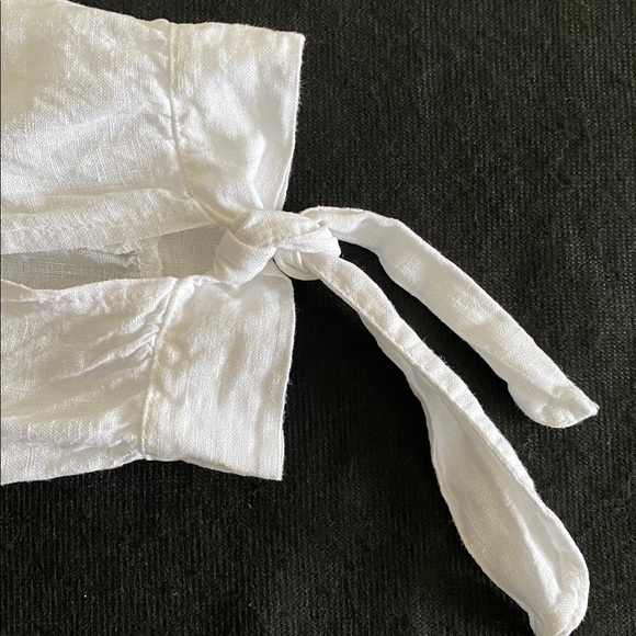 Italian Linen Crochet Lace  Sleeve tie cuff  pullover Tunic Blouse Size Large - Picture 8 of 13